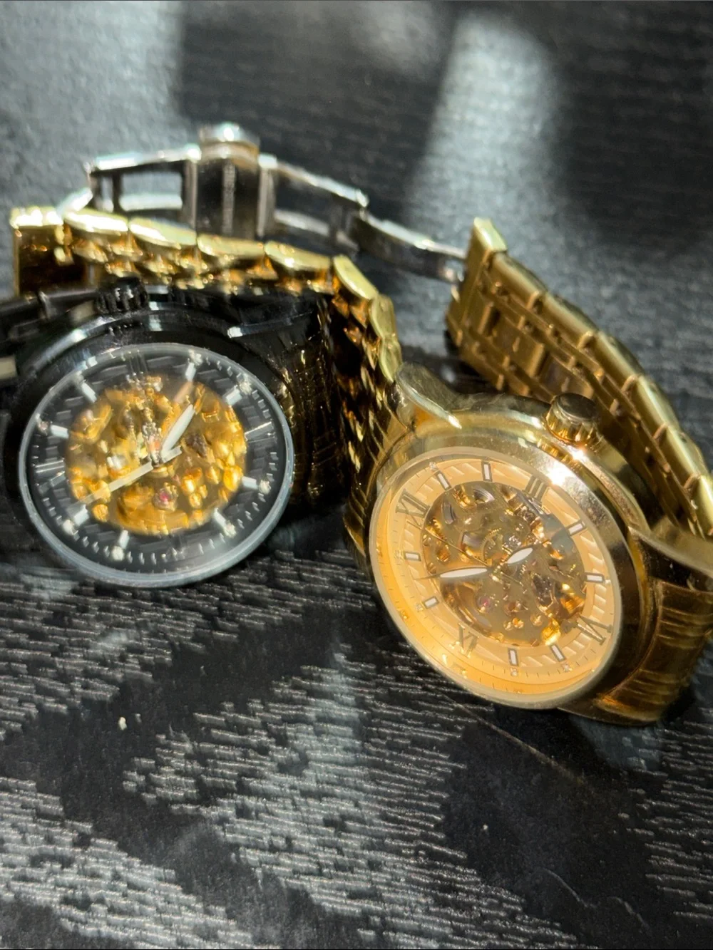 Men's Skeleton Mechanical Watch - Gold and Black